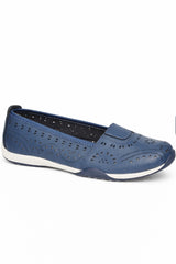 Leather Slip On Laser Cut Comfort Shoe