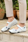 Leather Touch Fastening Perforated Comfort Shoe
