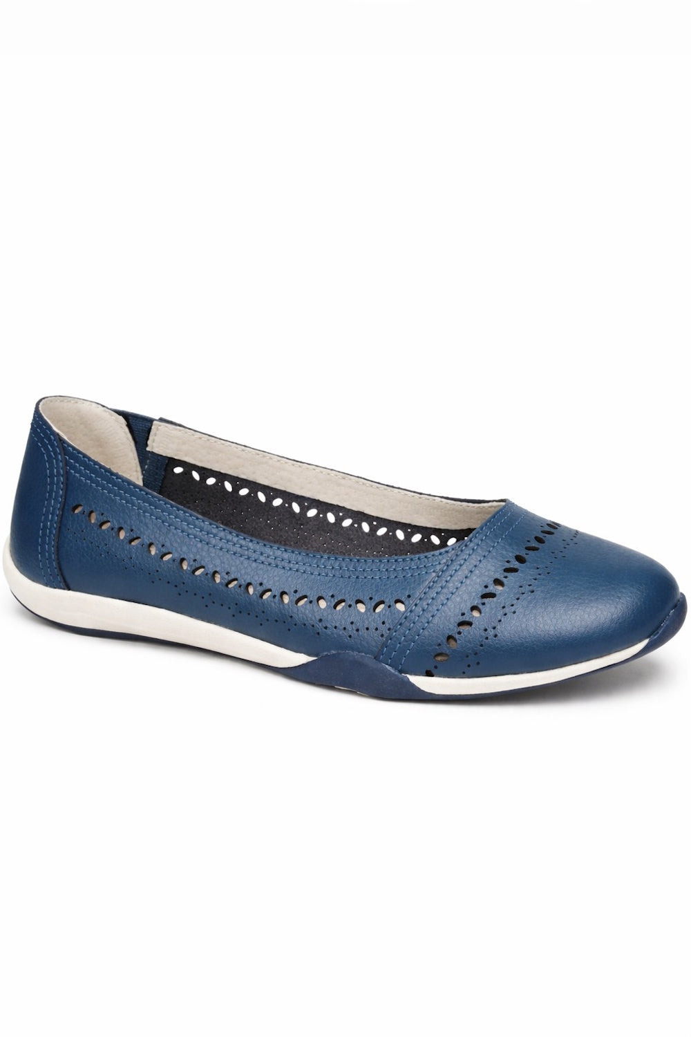 Leather Perforated Comfort Ballet Flat with Cushioned Insole