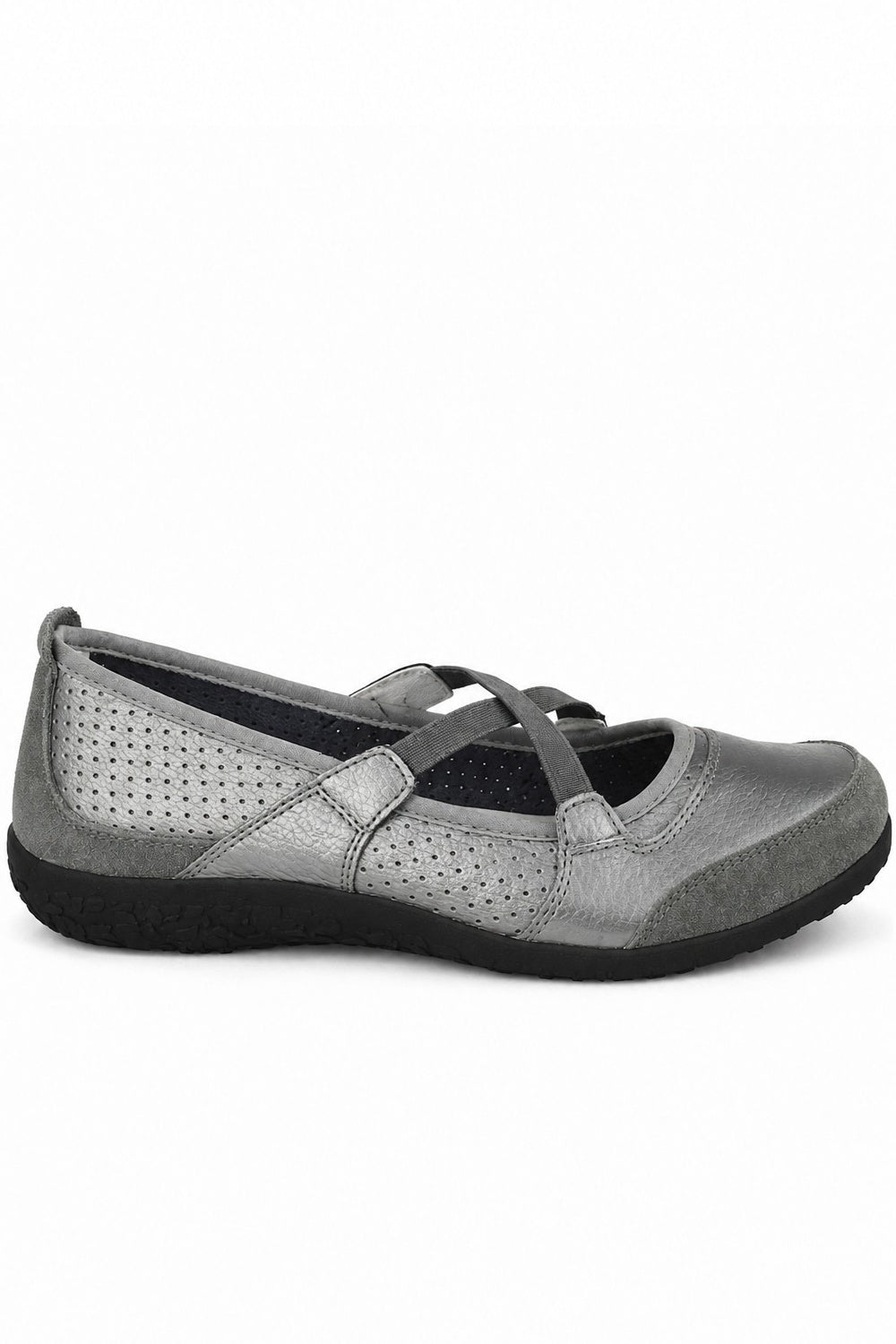Leather Elastic Cross Strap Comfort Pumps with Flexible Sole
