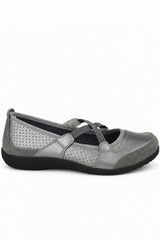 Leather Elastic Cross Strap Comfort Pumps with Flexible Sole