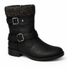 Women Mid-Calf Buckle Boots with Knit Cuff