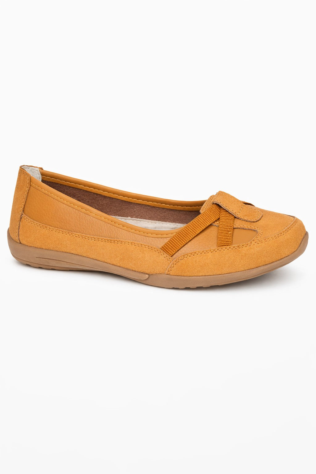 Leather Elastic Strap Comfort Ballerina Shoes