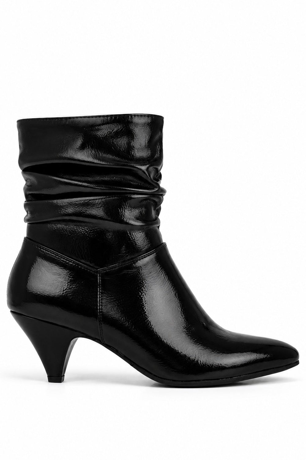 Mid Heel Ankle Boots with Soft Ruched Upper
