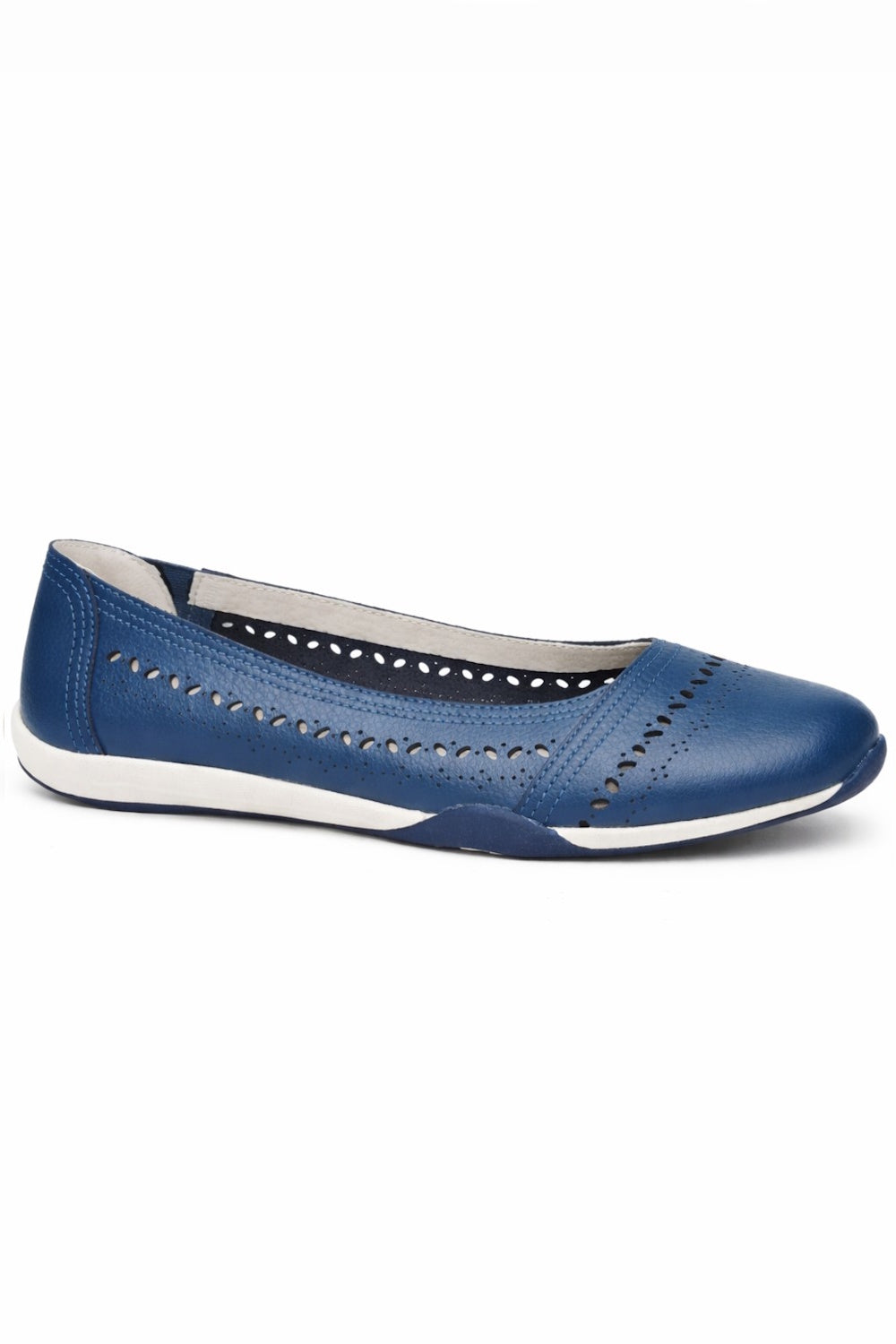 Leather Perforated Comfort Ballet Flat with Cushioned Insole