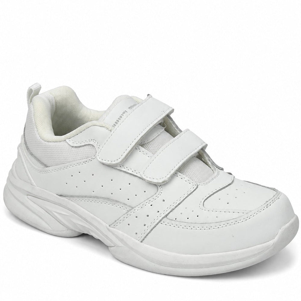 Kids Men’s Leather Double Strap Touch-Fastening School Trainers