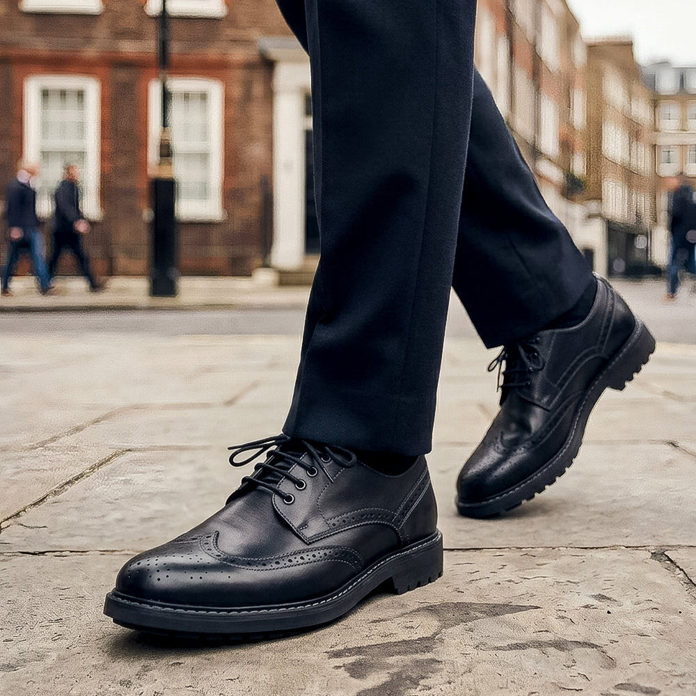 Men's Lace Up Brogue Shoe with Cushioned Insole