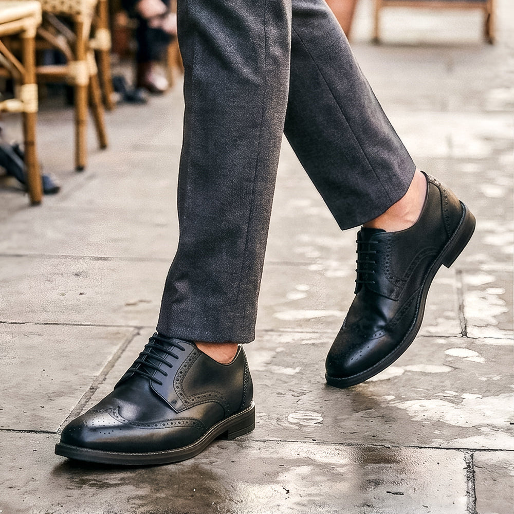 Men's Leather Lace Up Brogue Shoe with Cushioned Insole