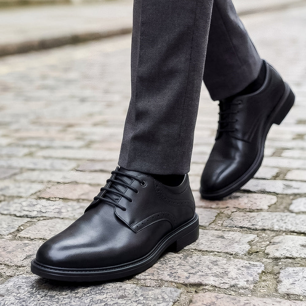Men's Lace-Up Plain Toe Formal Shoe with Cushioned Sole