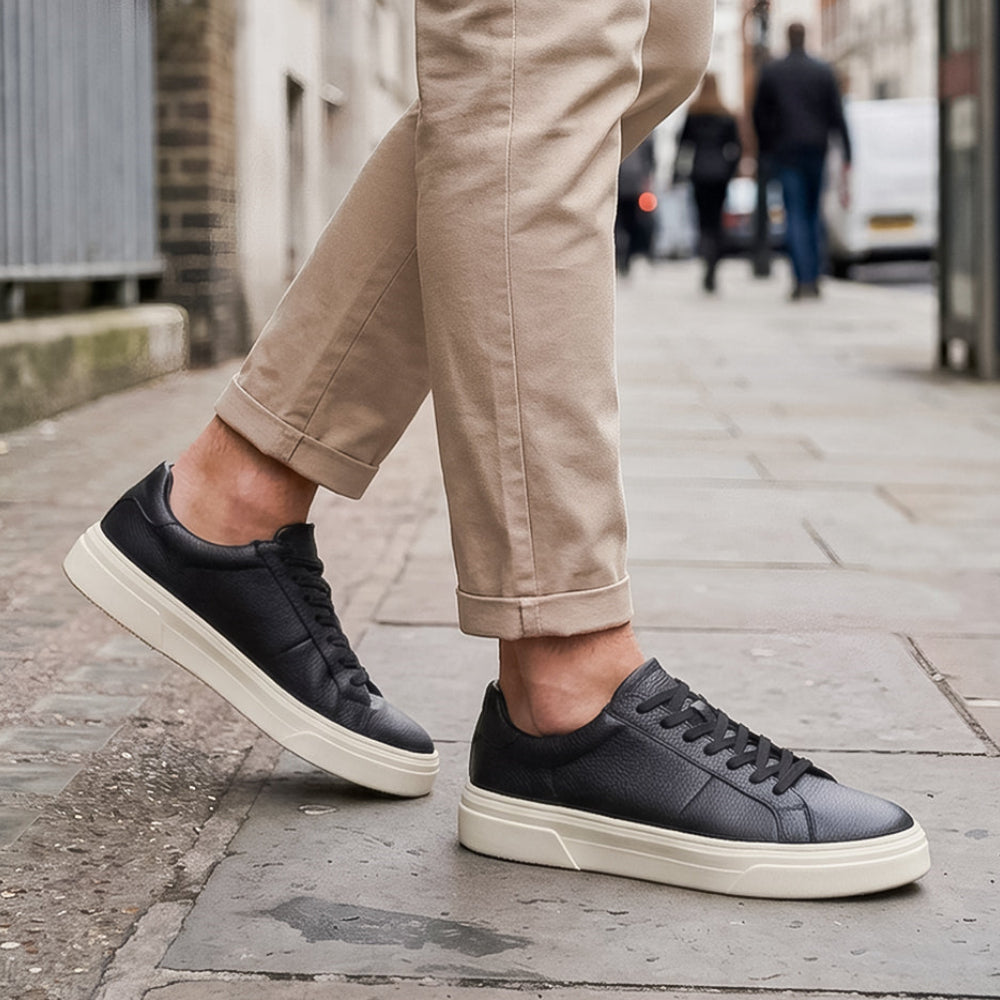 Men's Textured Lace-Up Platform Sole Trainer
