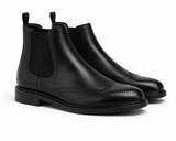 Men's Brogue Chelsea Boots with Elastic Side Panels