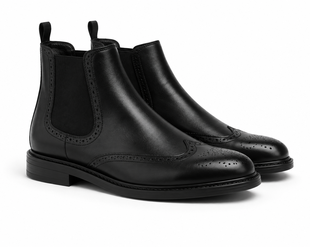 Brogue Chelsea Boots Elastic Side Panels