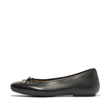 Fitflop DELICATO Bow Soft Leather Ballerinas - Black