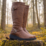 Women Wide Fit Knee High Buckle Detail Boots