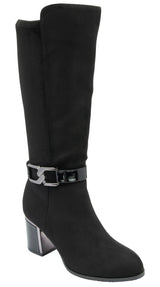 Lotus Black Harwin Heeled Knee High Boots