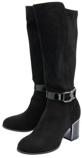 Lotus Black Harwin Heeled Knee High Boots