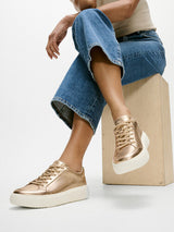 FitFlop RTG Metallic-Leather Trainers - Platino