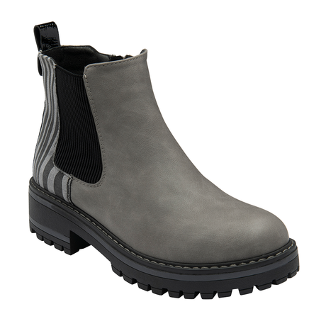 Lotus Grey & Zebra-Print Prescott Ankle Boots