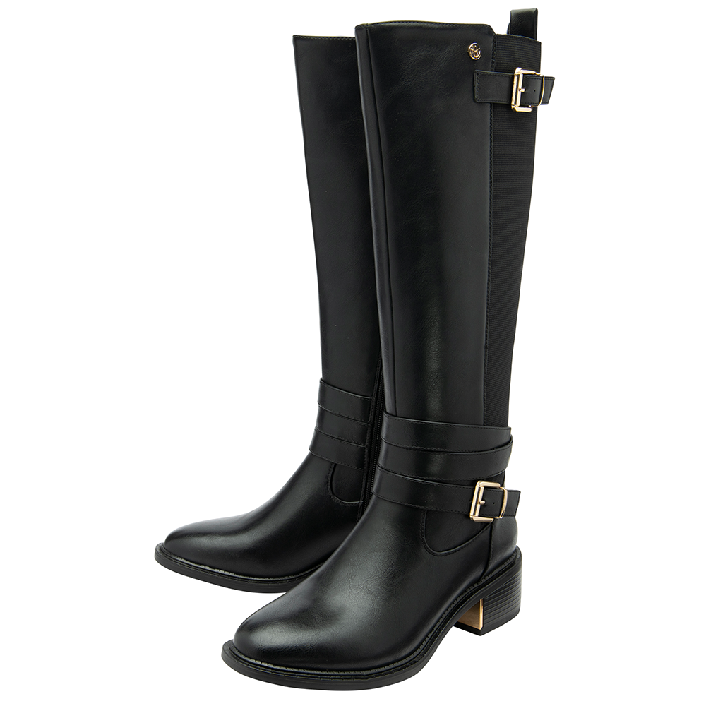 Lotus Black Freya Knee High Boots