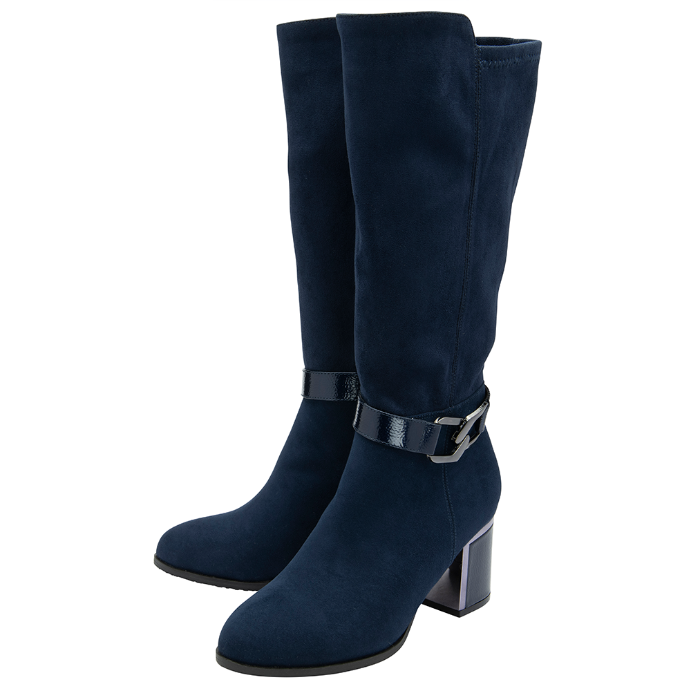 Lotus Navy Harwin Heeled Knee High Boots