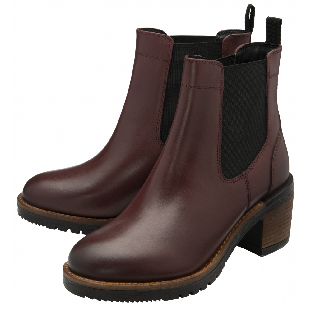 Ravel Leather Bray Pull-On Ankle Boots - Dark Bordo