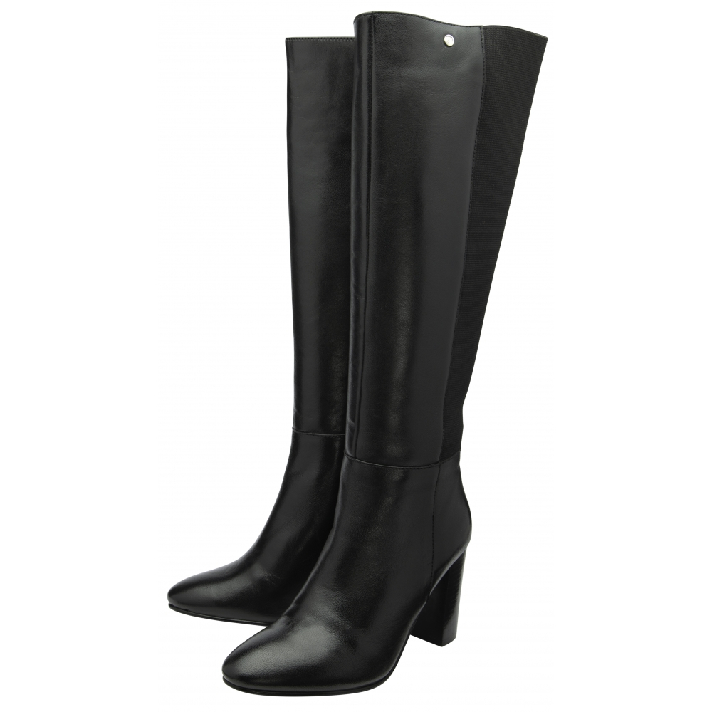 Ravel Leather Bywell Heeled Knee High Boots - Black