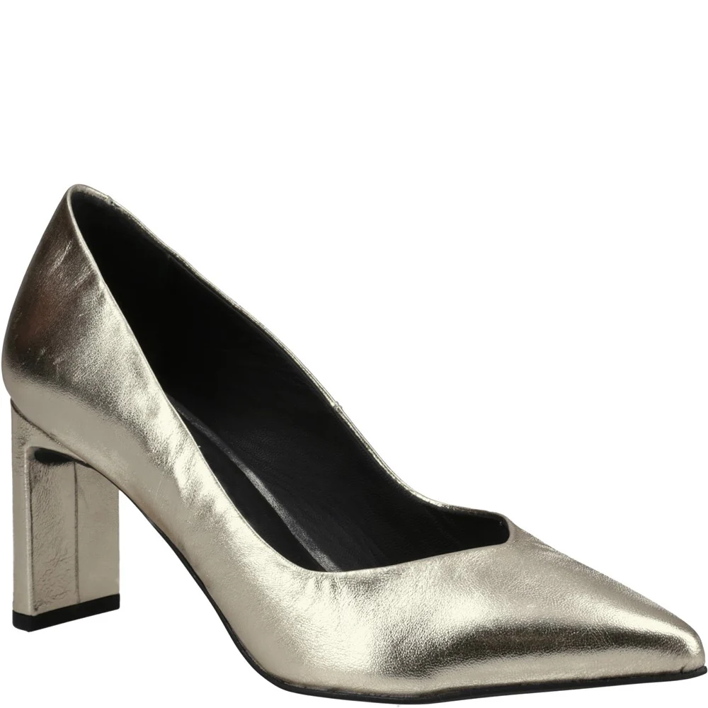 Hush Puppies Olivia Leather Court Shoes - Gold