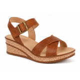 Women Cross Strap Wedge Sandal - Tan