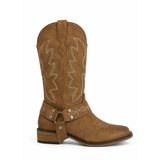 Women Cowboy Mid Calf Boots with Embroidered Detail
