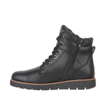 Women’s Warm Lined Lace-Up Zip Ankle Boots – Black