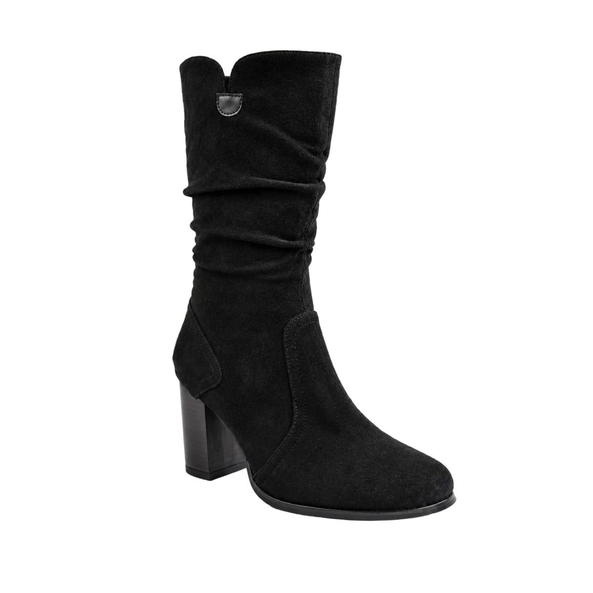 Women Suedette Mid-Calf Block Heel Boots