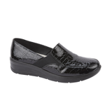 Womens Patent Slip-On Extra Comfort Shoe – Black