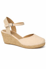 Wide Fit Espadrille Wedge Sandals with Adjustable Ankle Strap
