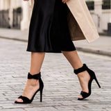 Velvet Twist Strap Stiletto Heel