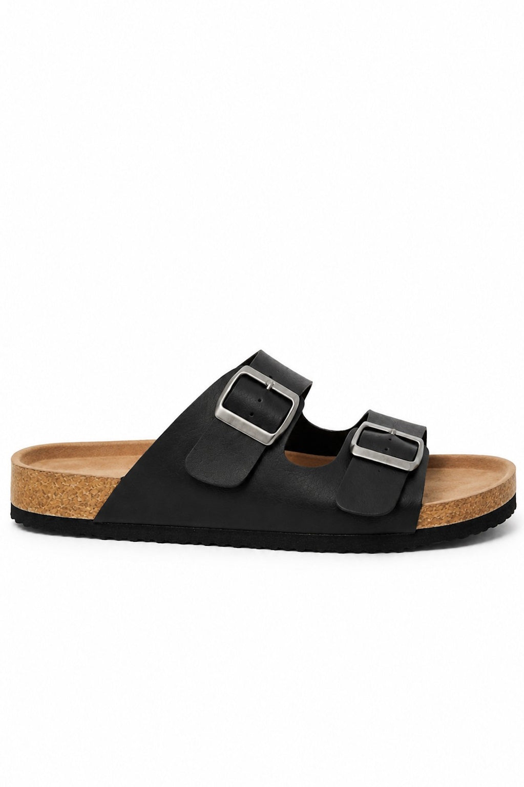 Double Buckle Footbed Casual Sandal with Cork Sole