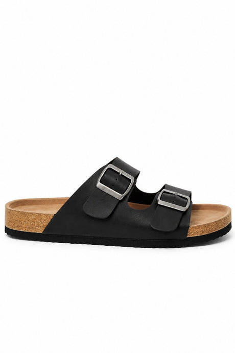 Double Buckle Footbed Casual Sandal with Cork Sole