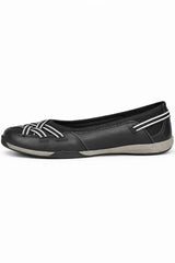 Leather Elastic Cross Strap Ballet Pumps with Cushioned Sole