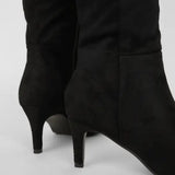 Women Knee-High Heeled Boots – Suede Stretch Long Boots with Stiletto Heel