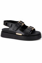 Chunky Strap Sandal with Gold Buckle Detail