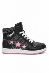 Glitter High-Top Trainers with Star Cut-Out Detail