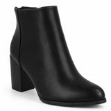 Women Block Heel Ankle Boots – Classic Faux Leather