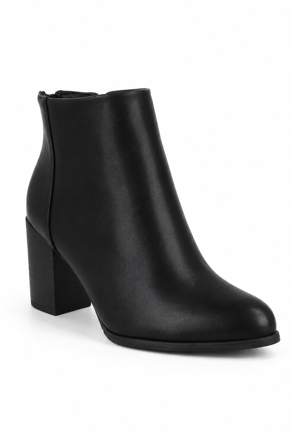 Block Heel Ankle Boots – Classic Faux Leather