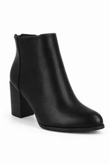 Block Heel Ankle Boots – Classic Faux Leather
