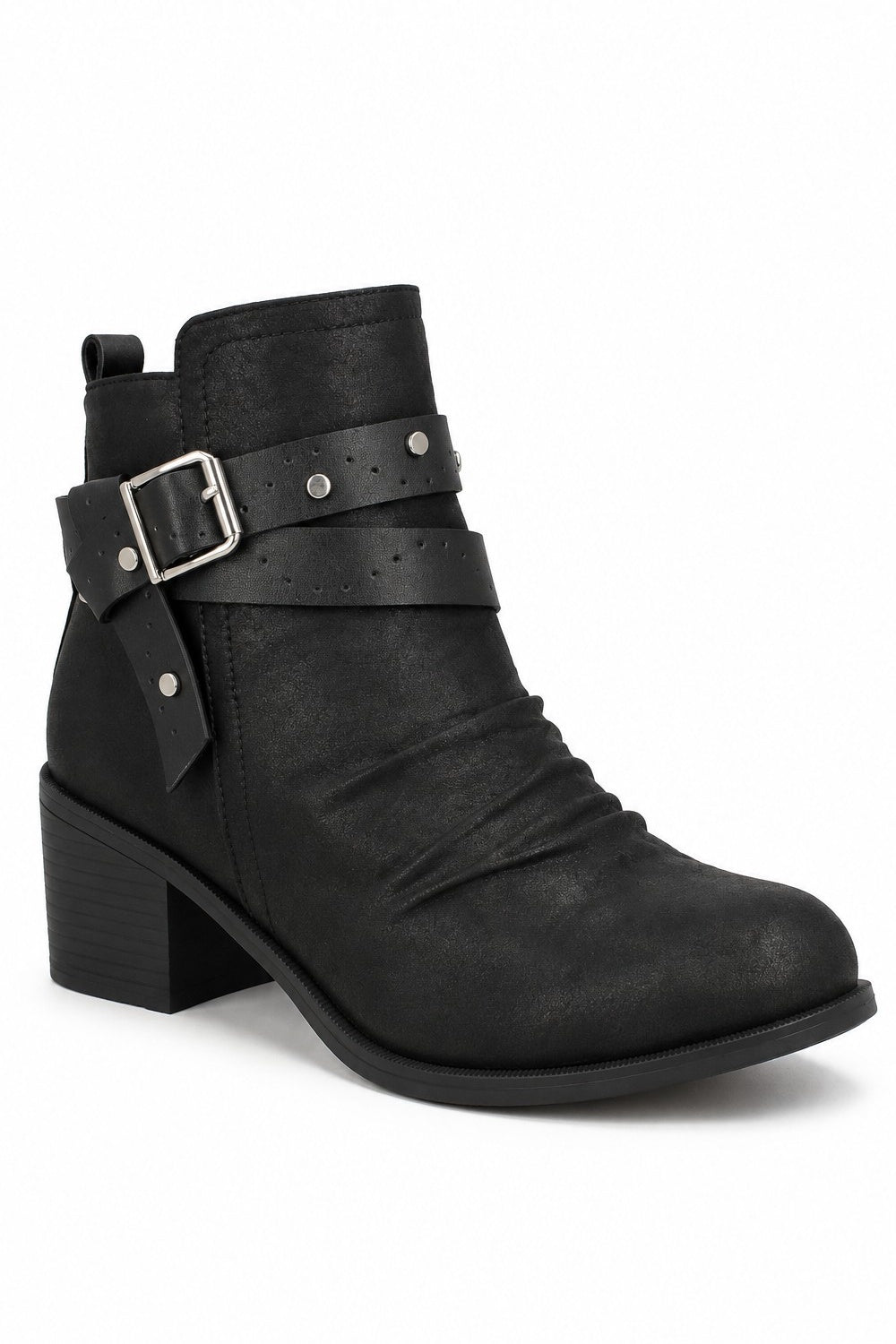 Ankle Boot with Chunky Heel and Buckle Strap