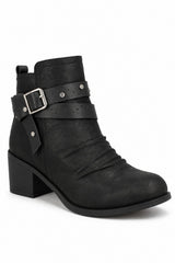 Ankle Boot with Chunky Heel and Buckle Strap