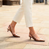 Pointed Toe Slingback Kitten Heel Court Shoe