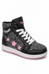 Glitter High-Top Trainers with Star Cut-Out Detail