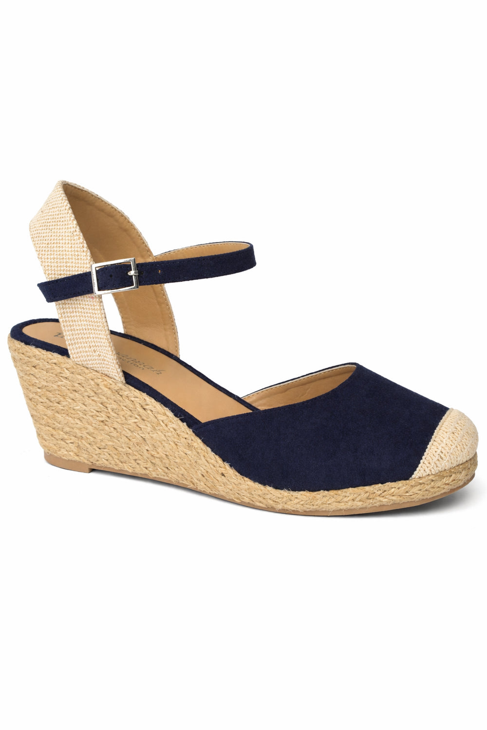 Wide Fit Espadrille Wedge Sandals with Adjustable Ankle Strap