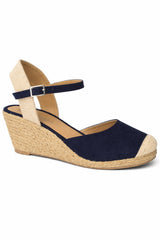 Wide Fit Espadrille Wedge Sandals with Adjustable Ankle Strap