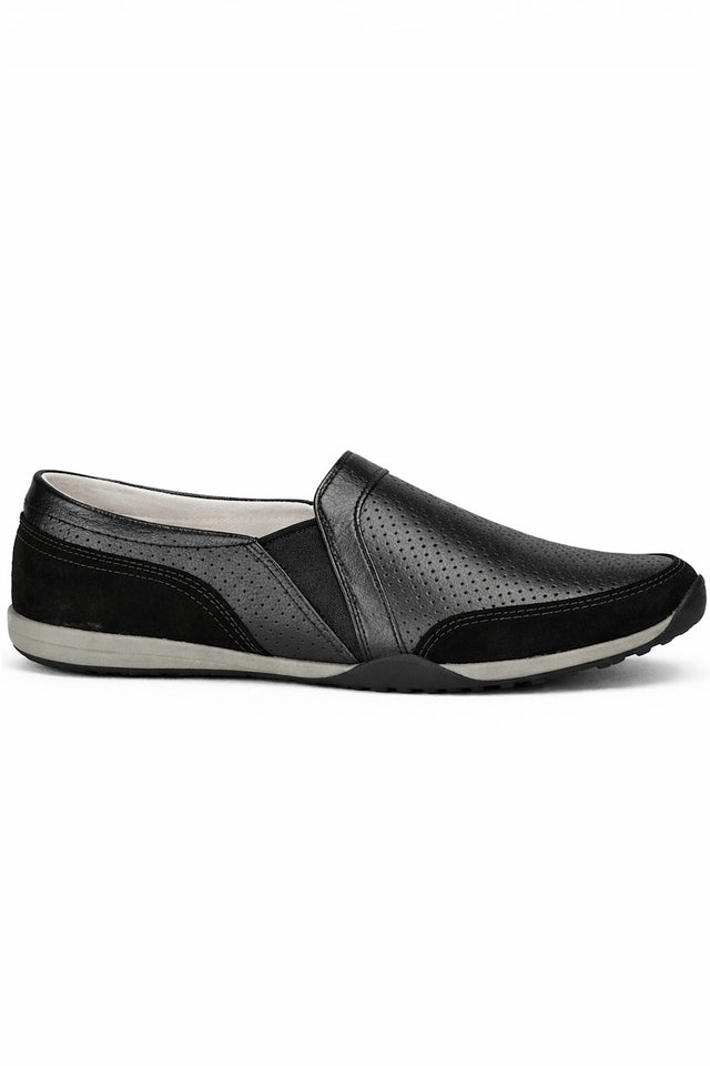 Leather Perforated Slip On Comfort Shoe